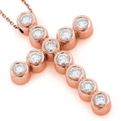 Large 14K Yellow Gold Round Diamond Cross Pendant For Men 2.75ct -H'Hen Sale Store 14k gold round diamond cross pendant 275ct p 26515 ro