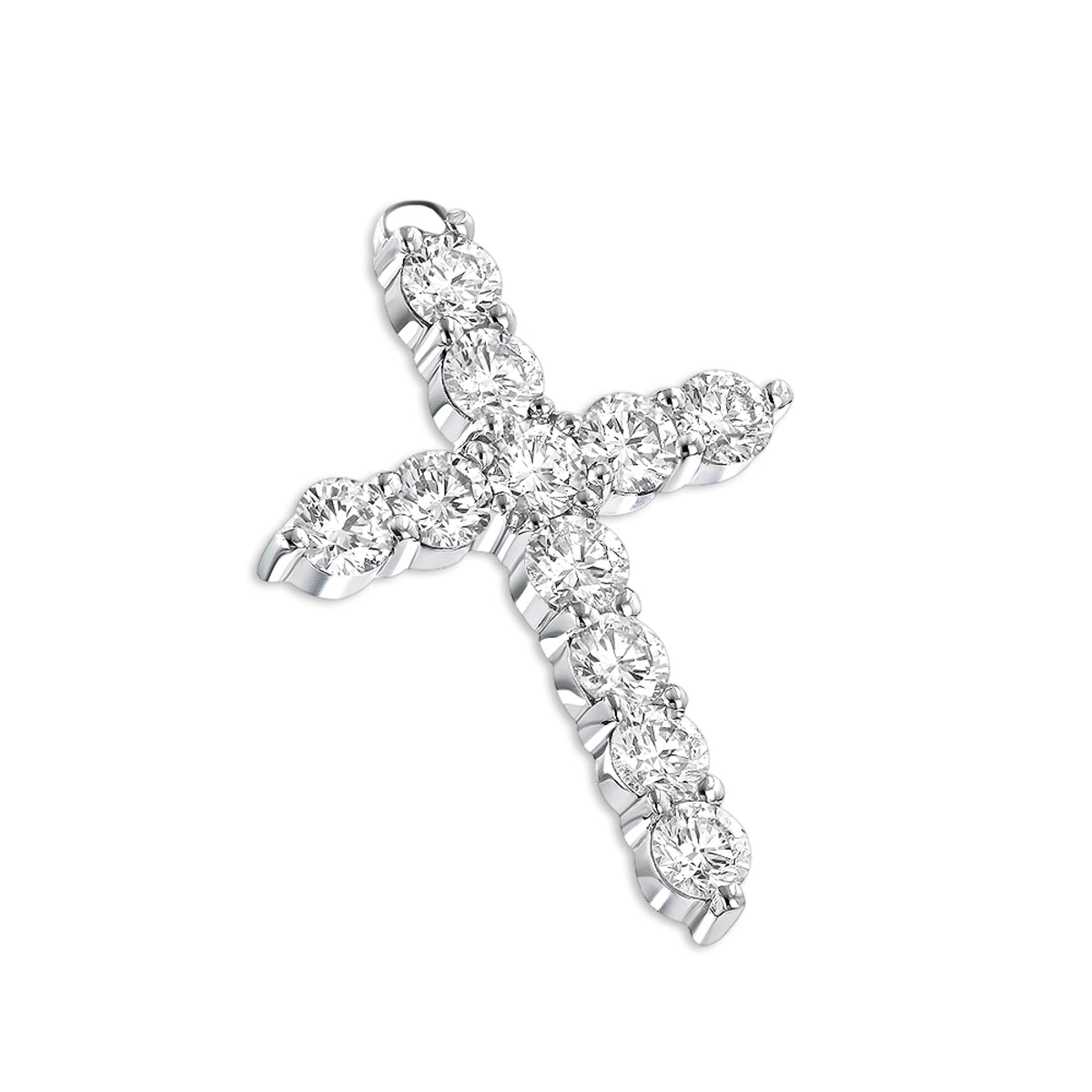 14K Yellow Gold Round Diamond Cross Pendant 3.30ct 4 14K Yellow Gold Round Diamond Cross Pendant 3.30ct - Image 2