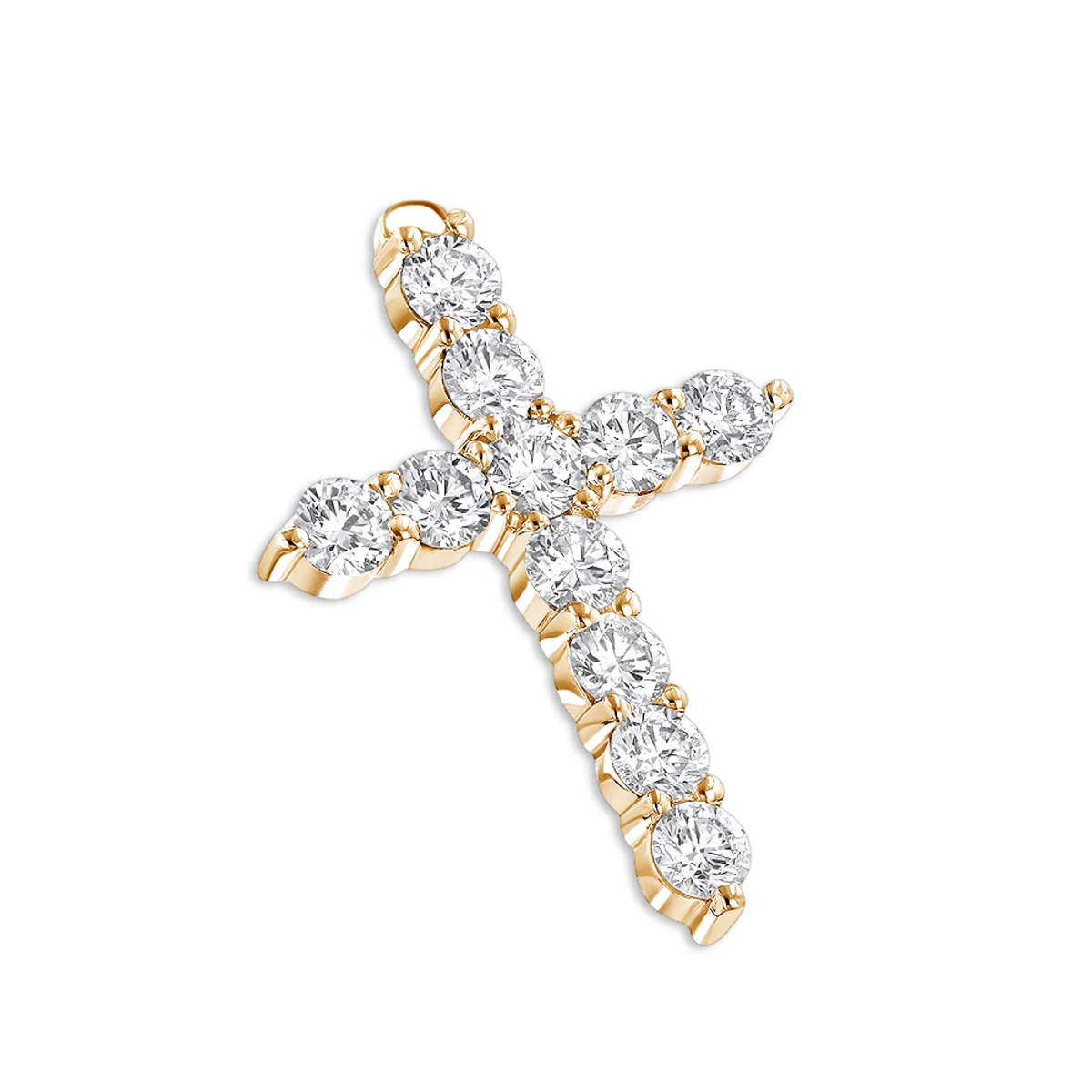 14K Yellow Gold Round Diamond Cross Pendant 3.30ct 3 14K Yellow Gold Round Diamond Cross Pendant 3.30ct