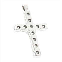 14K Yellow Gold Round Diamond Cross Pendant 4.40ct -H'Hen Sale Store 14k gold round diamond cross pendant 440ct p 26503 backwh
