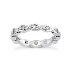 Designer 14K White Gold Round Diamond Eternity Band 0.24ct