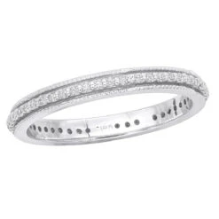 Thin 14K White Gold Round Diamond Eternity Band 0.38ct