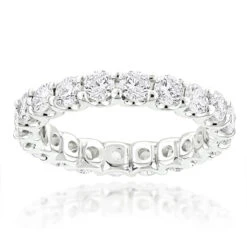 Thin 14K White Gold Round Diamond Eternity Band 2.10ct