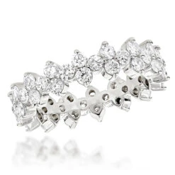 14K White Gold Round Diamond Eternity Band 2.25ct