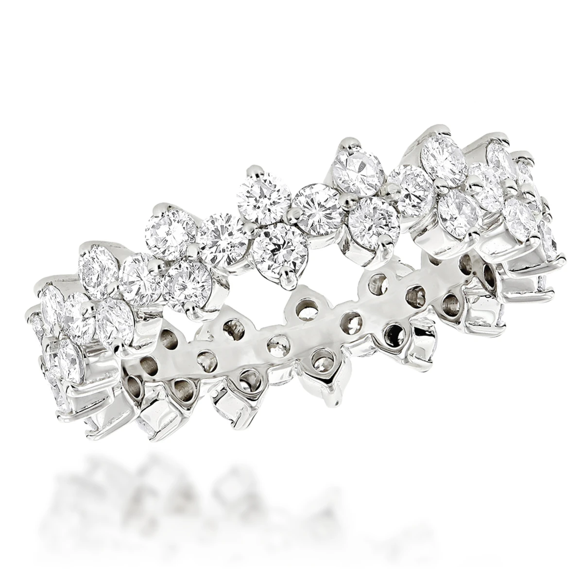 14K White Gold Round Diamond Eternity Band 2.25ct 3 14K White Gold Round Diamond Eternity Band 2.25ct