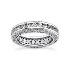 14K White Gold Round Diamond Eternity Band 2.90ct