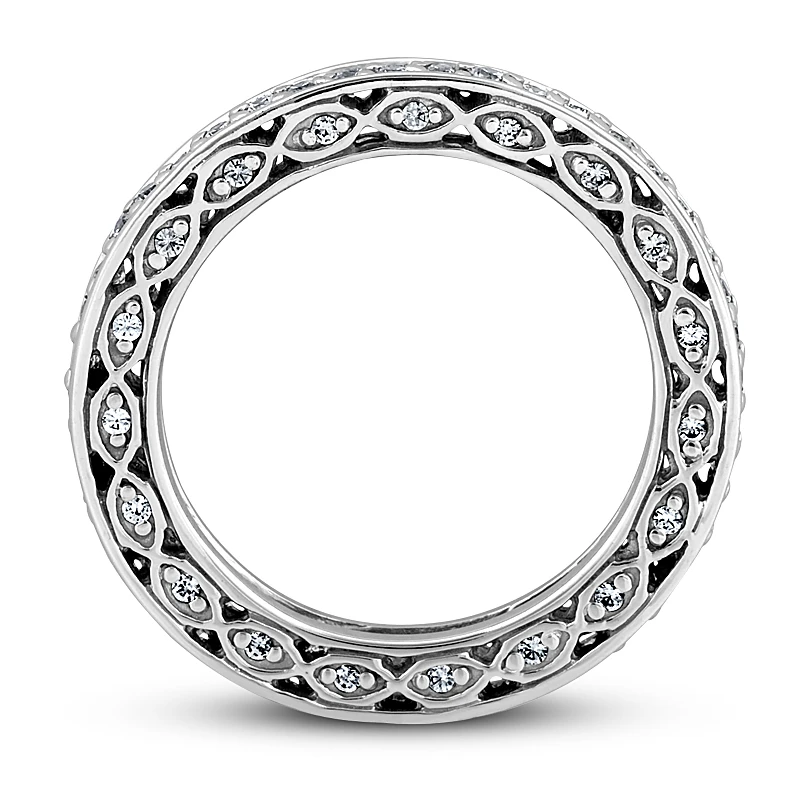 Thin 14K White Gold Round Diamond Eternity Ring 0.63ct 2.4mm 11 Thin 14K White Gold Round Diamond Eternity Ring 0.63ct 2.4mm - Image 9