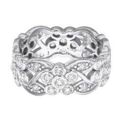 14K White Gold Round Diamond Eternity Ring 1.23ct -H'Hen Sale Store 14k gold round diamond eternity ring 123ct p 24892 backwh