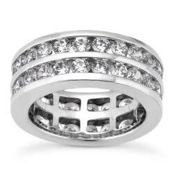 14K White Gold Round Diamond Eternity Ring 3.08ct