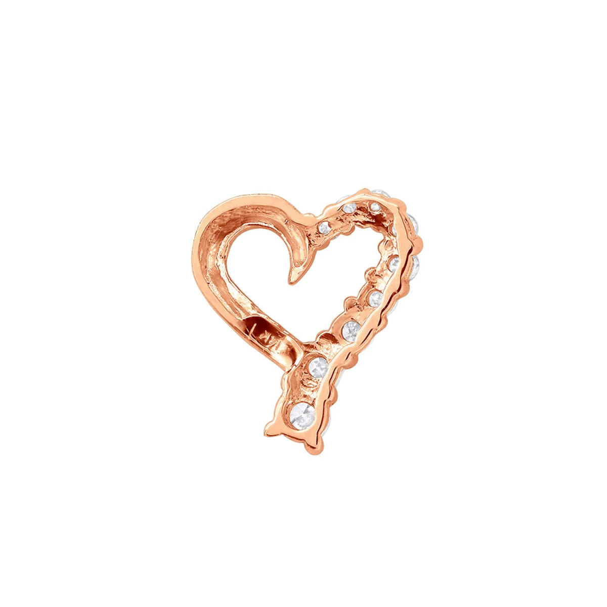 14K Yellow Gold Round Diamond Floating Heart Pendant 0.25ct 8 14K Yellow Gold Round Diamond Floating Heart Pendant 0.25ct - Image 6
