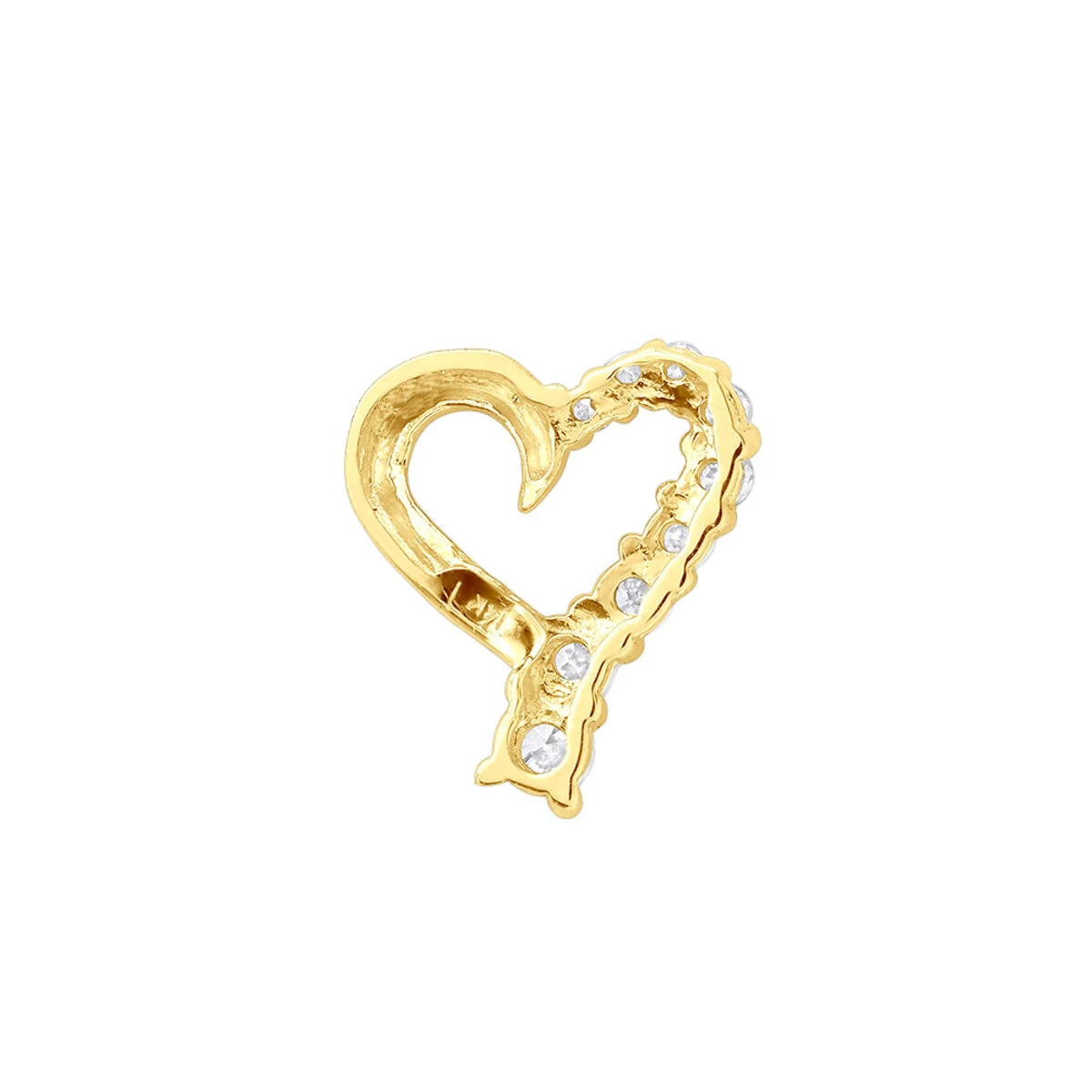 14K Yellow Gold Round Diamond Floating Heart Pendant 0.25ct 7 14K Yellow Gold Round Diamond Floating Heart Pendant 0.25ct - Image 5