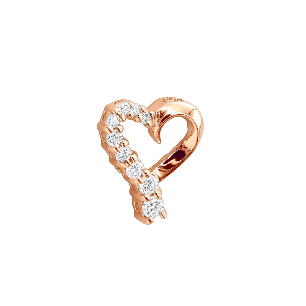 14K Yellow Gold Round Diamond Floating Heart Pendant 0.25ct 5 14K Yellow Gold Round Diamond Floating Heart Pendant 0.25ct - Image 3