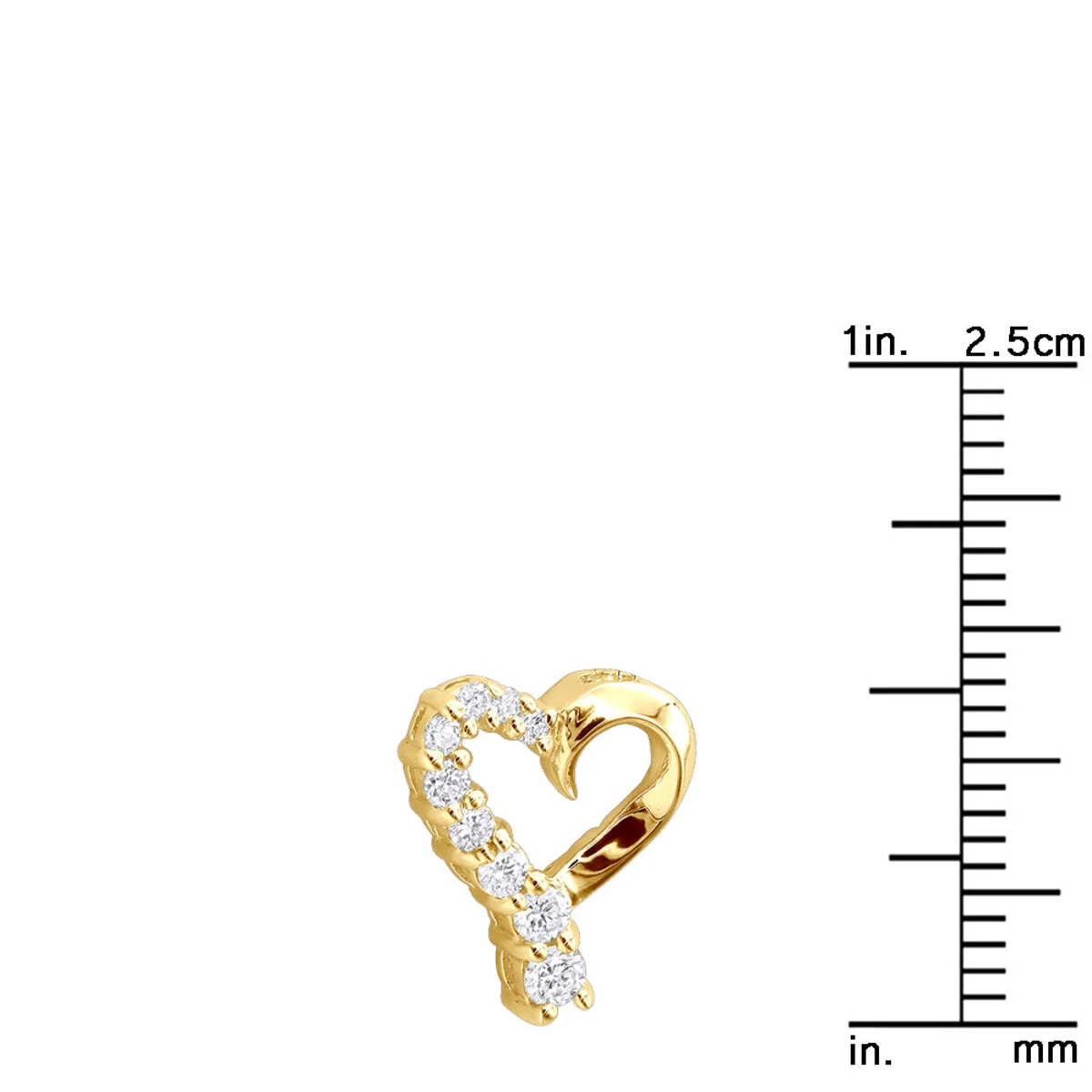 14K Yellow Gold Round Diamond Floating Heart Pendant 0.25ct 10 14K Yellow Gold Round Diamond Floating Heart Pendant 0.25ct - Image 8