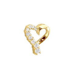 14K Yellow Gold Round Diamond Floating Heart Pendant 0.25ct