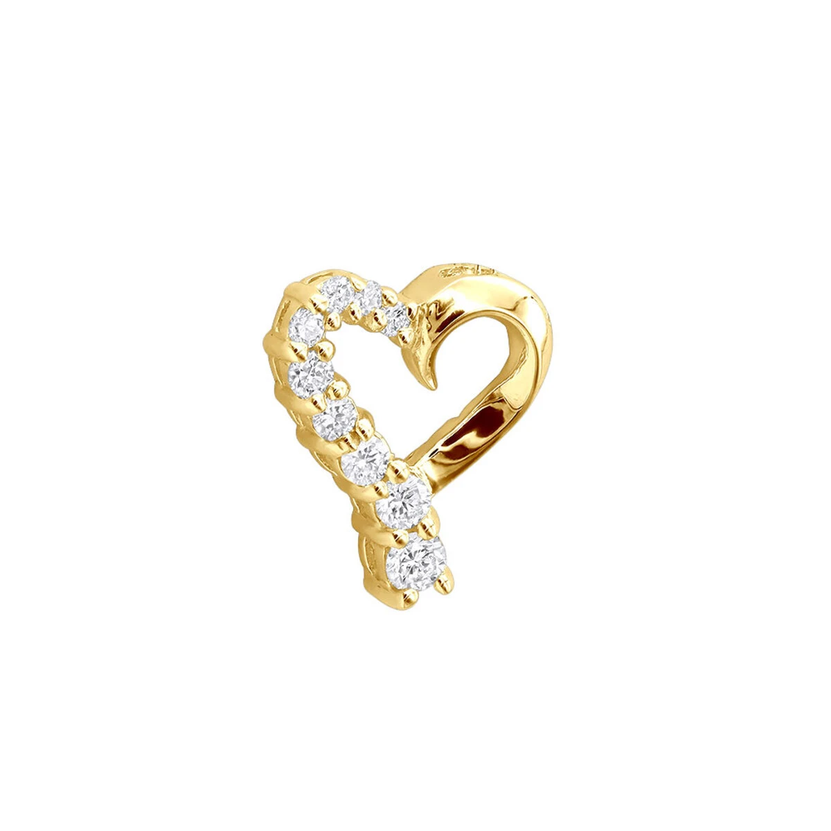 14K Yellow Gold Round Diamond Floating Heart Pendant 0.25ct 3 14K Yellow Gold Round Diamond Floating Heart Pendant 0.25ct