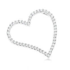 14K White Gold 1 Carat Round Diamond Floating Heart Pendant By Luxurman