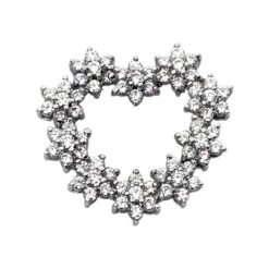 14K White Gold Round Diamond Floral Heart Pendant 3.50ct