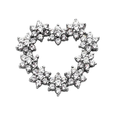 14K White Gold Round Diamond Floral Heart Pendant 3.50ct 3 14K White Gold Round Diamond Floral Heart Pendant 3.50ct