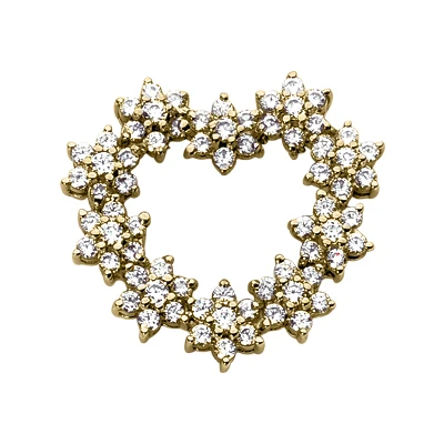 14K White Gold Round Diamond Floral Heart Pendant 3.50ct 4 14K White Gold Round Diamond Floral Heart Pendant 3.50ct - Image 2