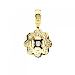 14K Yellow Gold Round Diamond Flower Pendant For Women 9 Stones 0.34ct -H'Hen Sale Store 14k gold round diamond flower pendant 034ct p 27284 backye