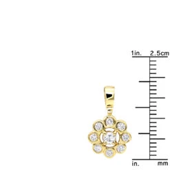 14K Yellow Gold Round Diamond Flower Pendant For Women 9 Stones 0.34ct -H'Hen Sale Store 14k gold round diamond flower pendant 034ct p 27284 rulerye
