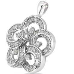 14K White Gold Round Diamond Flower Pendant 0.55ct 18.2mm 5 14K White Gold Round Diamond Flower Pendant 0.55ct 18.2mm -H'Hen Sale Store 14k gold round diamond flower pendant 055ct p 27365 back white 20220426