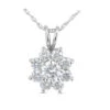 14K White Gold Round Diamond Flower Pendant 1.30ct