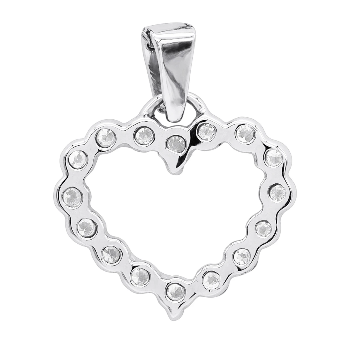 14K White Gold Round Diamond Heart Necklace 0.48ct 7 14K White Gold Round Diamond Heart Necklace 0.48ct - Image 5