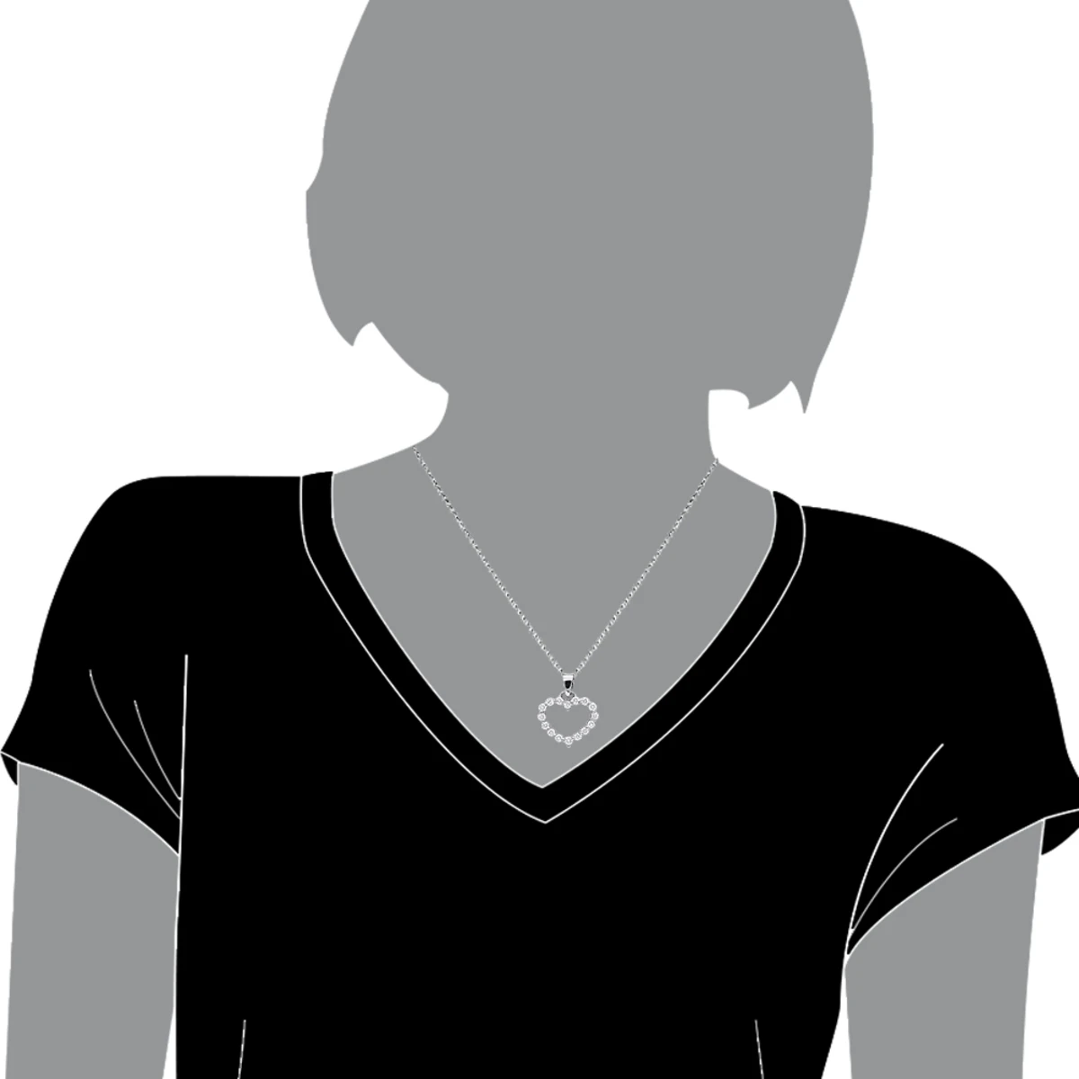 14K White Gold Round Diamond Heart Necklace 0.48ct 10 14K White Gold Round Diamond Heart Necklace 0.48ct - Image 8