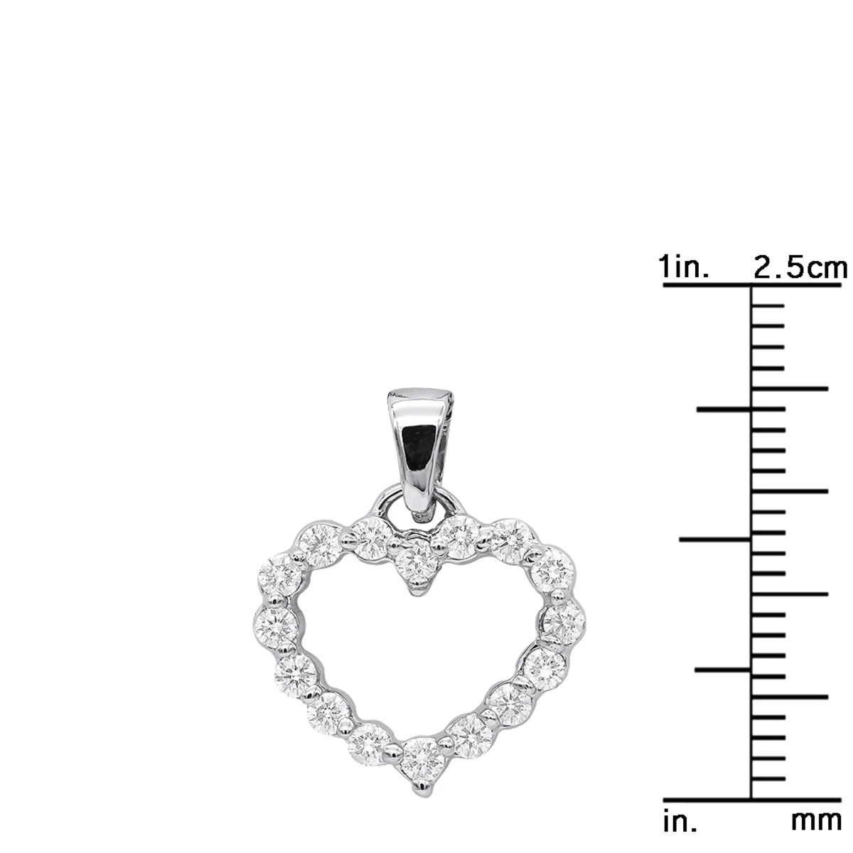 14K White Gold Round Diamond Heart Necklace 0.48ct 11 14K White Gold Round Diamond Heart Necklace 0.48ct - Image 9