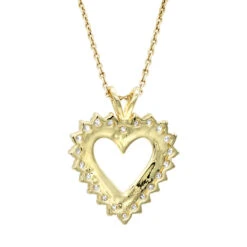 14K Yellow Gold Round Diamond Heart Necklace 1.76ct -H'Hen Sale Store 14k gold round diamond heart necklace 176ct p 27748 backye
