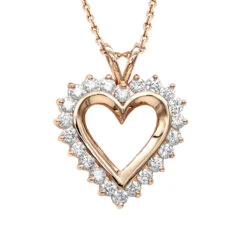14K Yellow Gold Round Diamond Heart Necklace 1.76ct -H'Hen Sale Store 14k gold round diamond heart necklace 176ct p 27748 ro