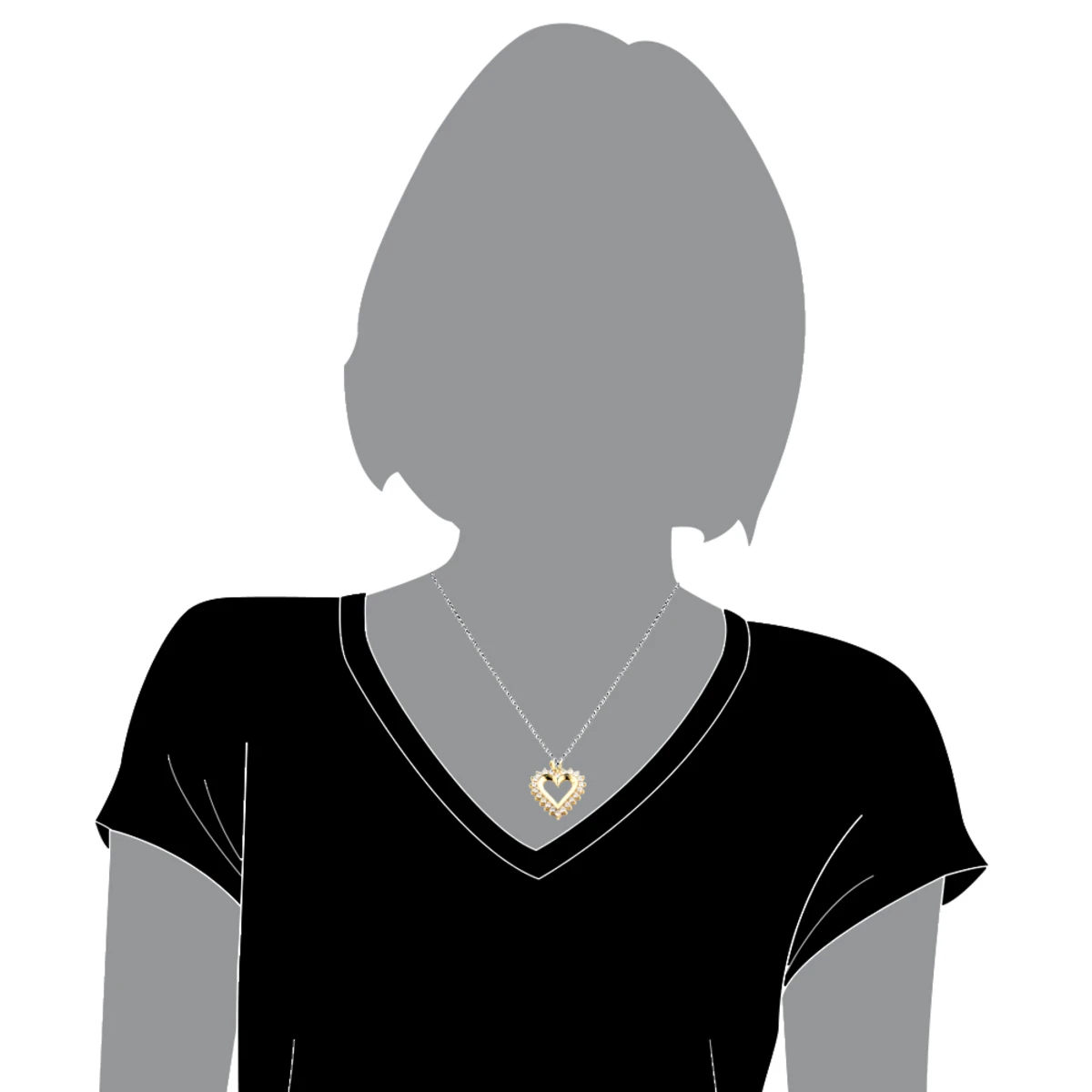 14K Yellow Gold Round Diamond Heart Necklace 2.64ct 7 14K Yellow Gold Round Diamond Heart Necklace 2.64ct - Image 5