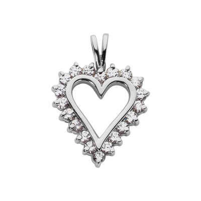 14K White Gold Round Diamond Heart Necklace 2ct 3 14K White Gold Round Diamond Heart Necklace 2ct