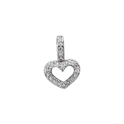 14K White Gold Small Round Diamonds Heart Pendant 0.22ct 3 14K White Gold Small Round Diamonds Heart Pendant 0.22ct