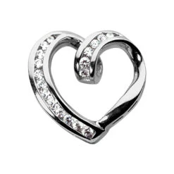 14K White Gold Round Diamond Heart Pendant 0.58ct