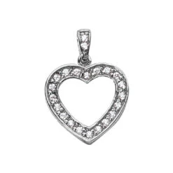 Small Round Diamond Heart Pendant 0.62ct 14K White Gold