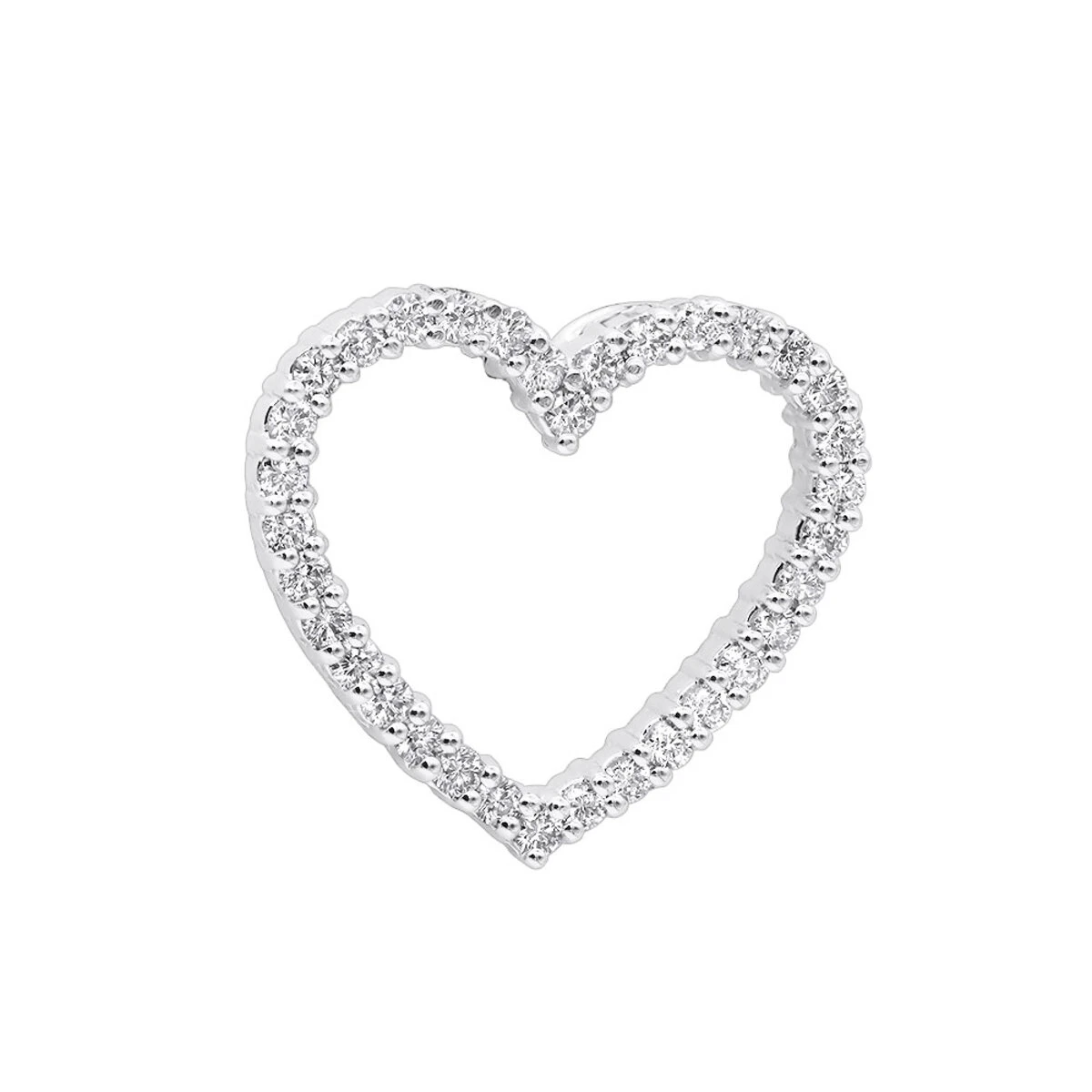 14K White Gold Round Diamond Heart Pendant 0.68ct 22.2mm 3 14K White Gold Round Diamond Heart Pendant 0.68ct 22.2mm