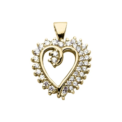 14K White Gold Round Diamond Heart Pendant 0.68ct 4 14K White Gold Round Diamond Heart Pendant 0.68ct - Image 2