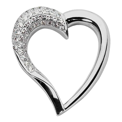 Designer 14K White Gold Round 0.72ct Diamond Heart Pendant 3 Designer 14K White Gold Round 0.72ct Diamond Heart Pendant