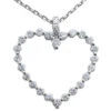 Large 14K White Gold Round Diamond Heart Pendant 0.78ct