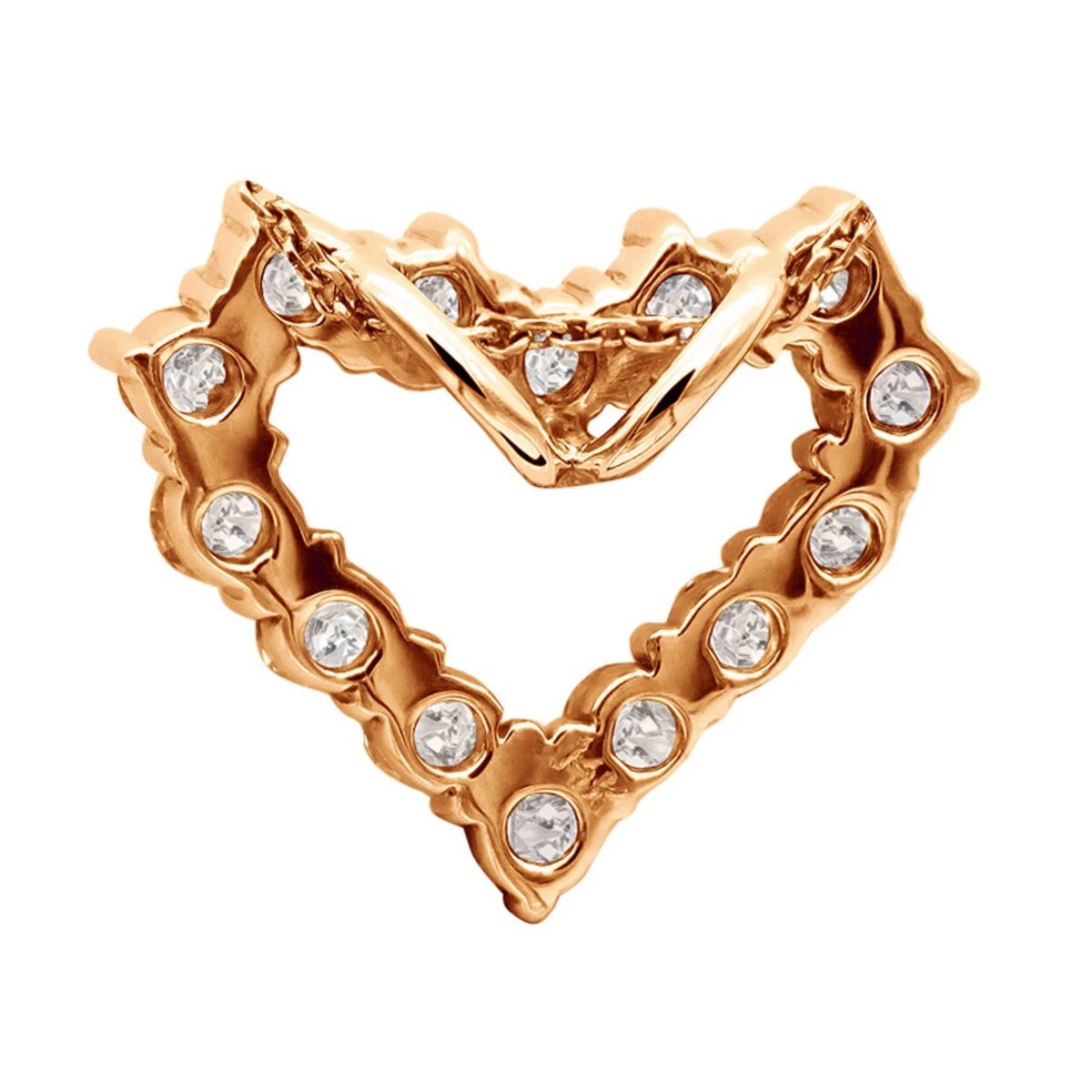 14K White Gold Round Diamond Open Heart Pendant 1.26ct Hidden Bail 8 14K White Gold Round Diamond Open Heart Pendant 1.26ct Hidden Bail - Image 6