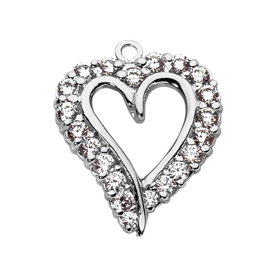 14K White Gold Round Diamond Open Heart Pendant 1.60ct 3 14K White Gold Round Diamond Open Heart Pendant 1.60ct