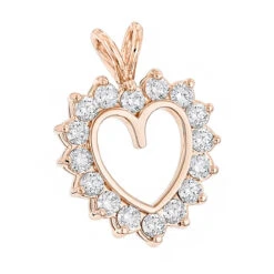 14K Yellow Gold Round Diamond Heart Pendant For Women 2.4ct Open Heart Design -H'Hen Sale Store 14k gold round diamond heart pendant 240ct p 27714 ro