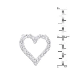 14K White Gold Round Diamond Heart Pendant 3.60ct 29mm -H'Hen Sale Store 14k gold round diamond heart pendant 360ct p 27692 rulerwh