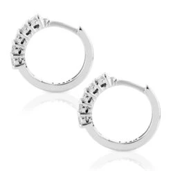 14K White Gold Round Diamond Huggie Earrings Hoops 0.33ct -H'Hen Sale Store 14k gold round diamond huggie earrings hoops 033ct p 6033 backwh