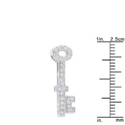 Small 14K White Gold Round Diamond Key Pendant For Women 0.25ct -H'Hen Sale Store 14k gold round diamond key pendant 025ct p 30616 rulerwh