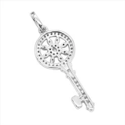14K White Gold Round Diamond Key Pendant 0.33ct 12 14K White Gold Round Diamond Key Pendant 0.33ct -H'Hen Sale Store 14k gold round diamond key pendant 033ct p 30607 backwh