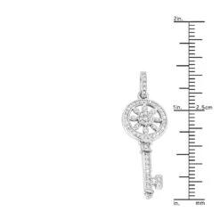 14K White Gold Round Diamond Key Pendant 0.33ct 14 14K White Gold Round Diamond Key Pendant 0.33ct -H'Hen Sale Store 14k gold round diamond key pendant 033ct p 30607 rulerwh