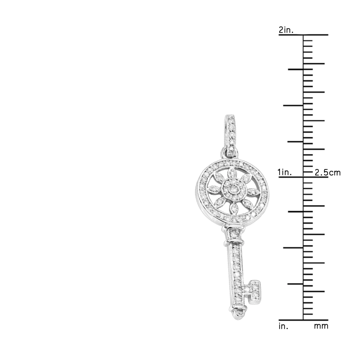 14K White Gold Round Diamond Key Pendant 0.33ct 8 14K White Gold Round Diamond Key Pendant 0.33ct - Image 6